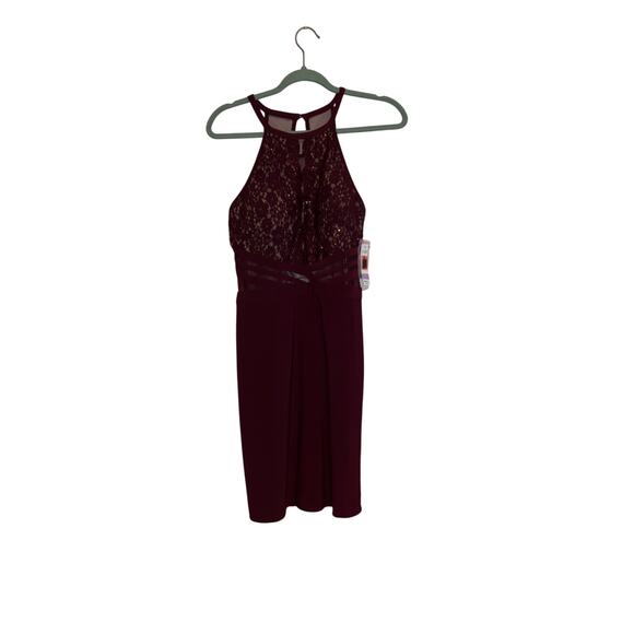 NWT Morgan & Co purple lace mesh open back homecoming dress size 11 juniors - Picture 1 of 9